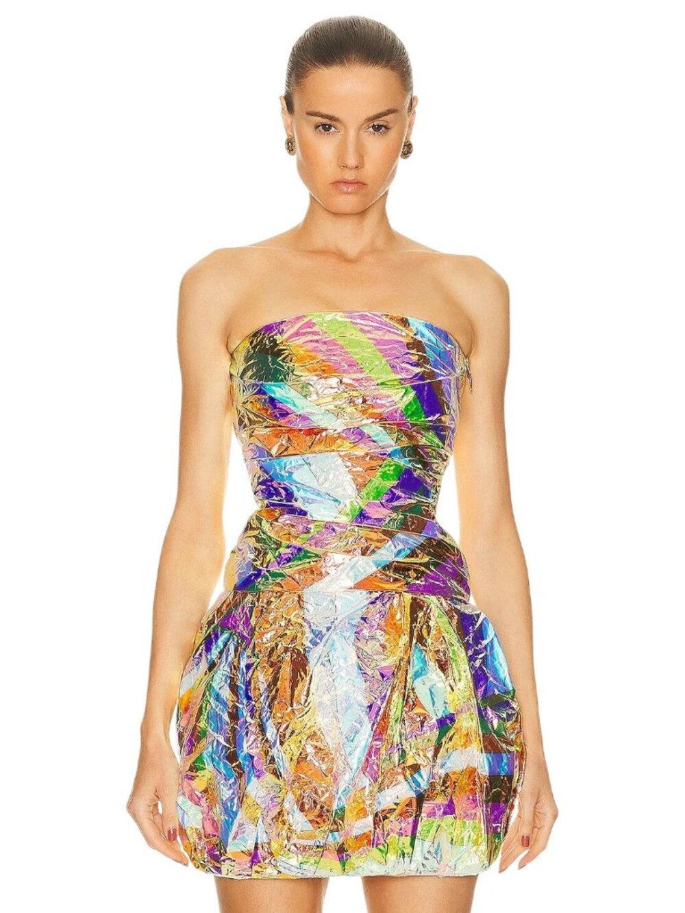 Emilio Pucci Strapless Crinkled Top in Blue & Fuchsia 40 New Womens Strapless